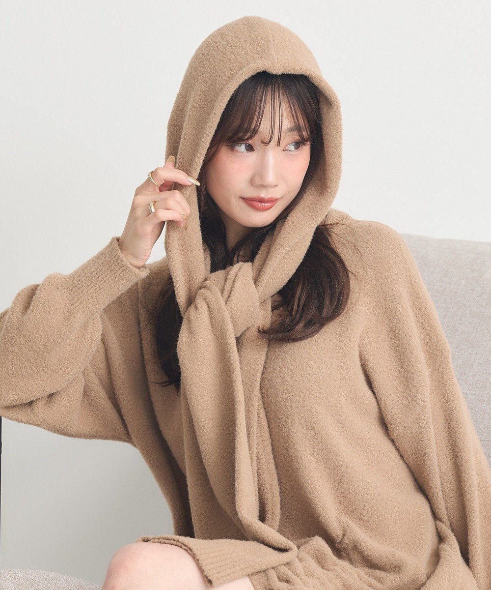 earth music&ecology 【イージーケア】パウダーシャギーフーディーマフラー 