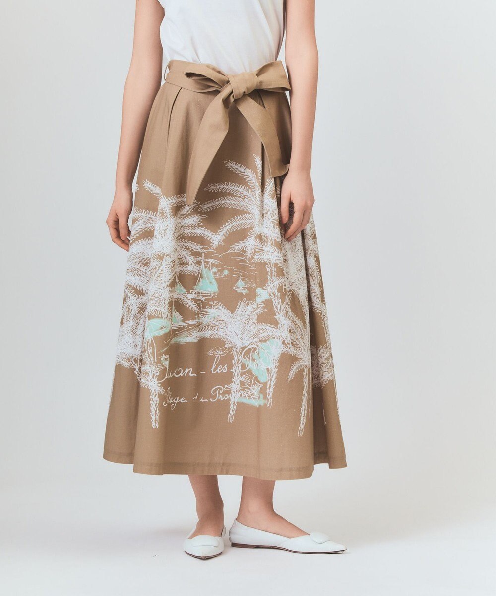 GRACE CONTINENTAL プラージュプリントタックスカート 