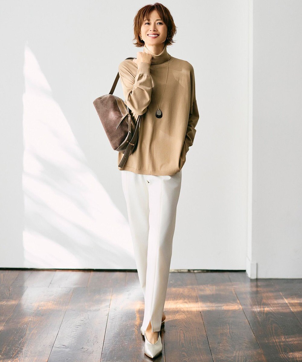 自由区 L ウォームレーヨンストレッチハイネック ニット 