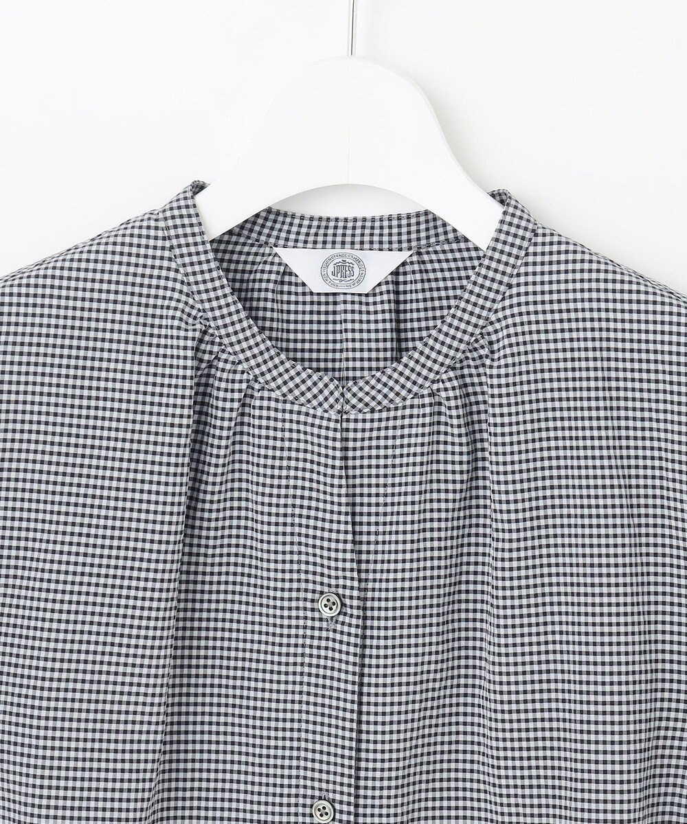 J.PRESS LADIES 【洗える】バイカラーギンガム&ストライプ ブラウス 