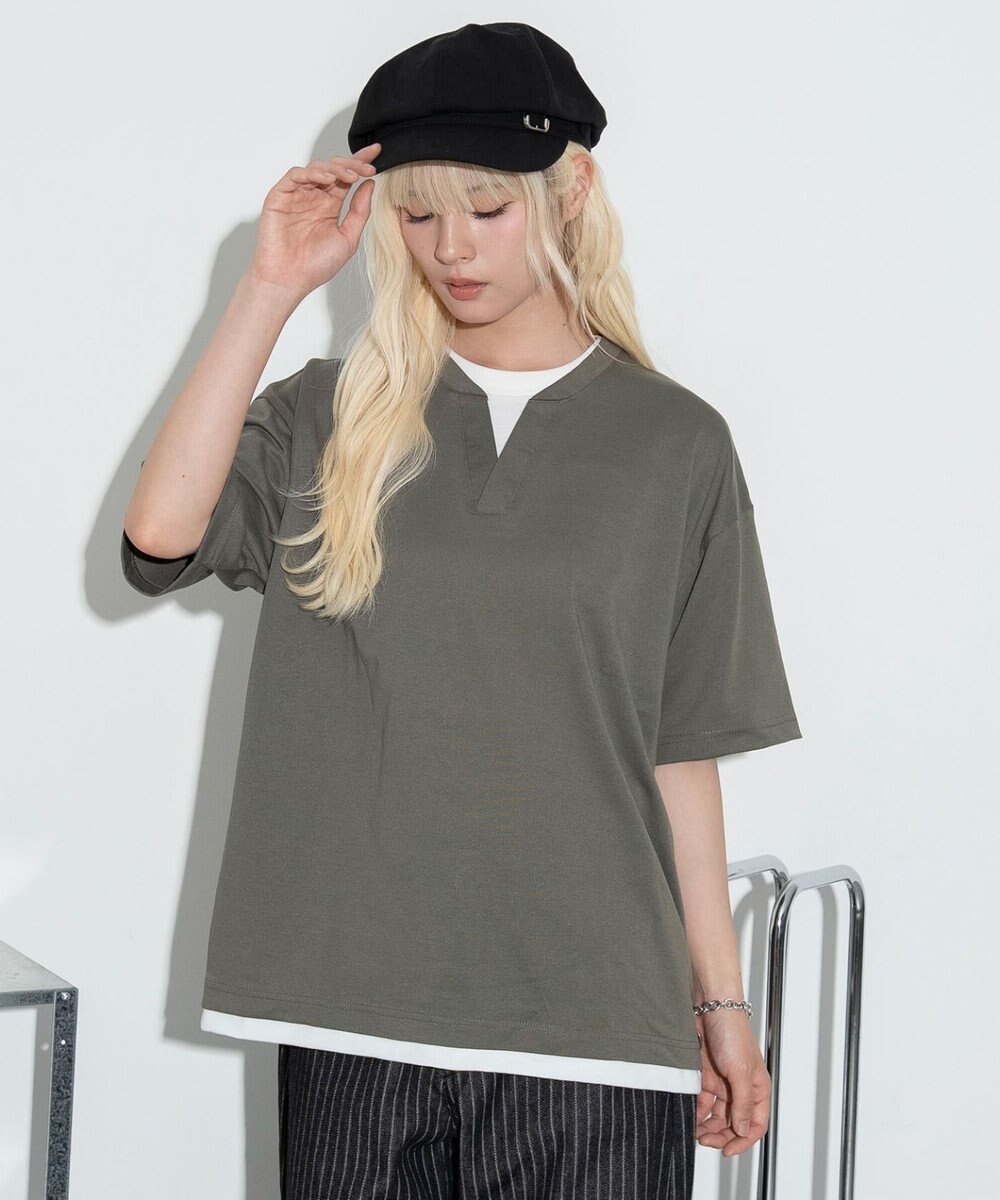 WEGO 【ユニセックス着用ITEM】キーネックフェイクレイヤードT（SS） 