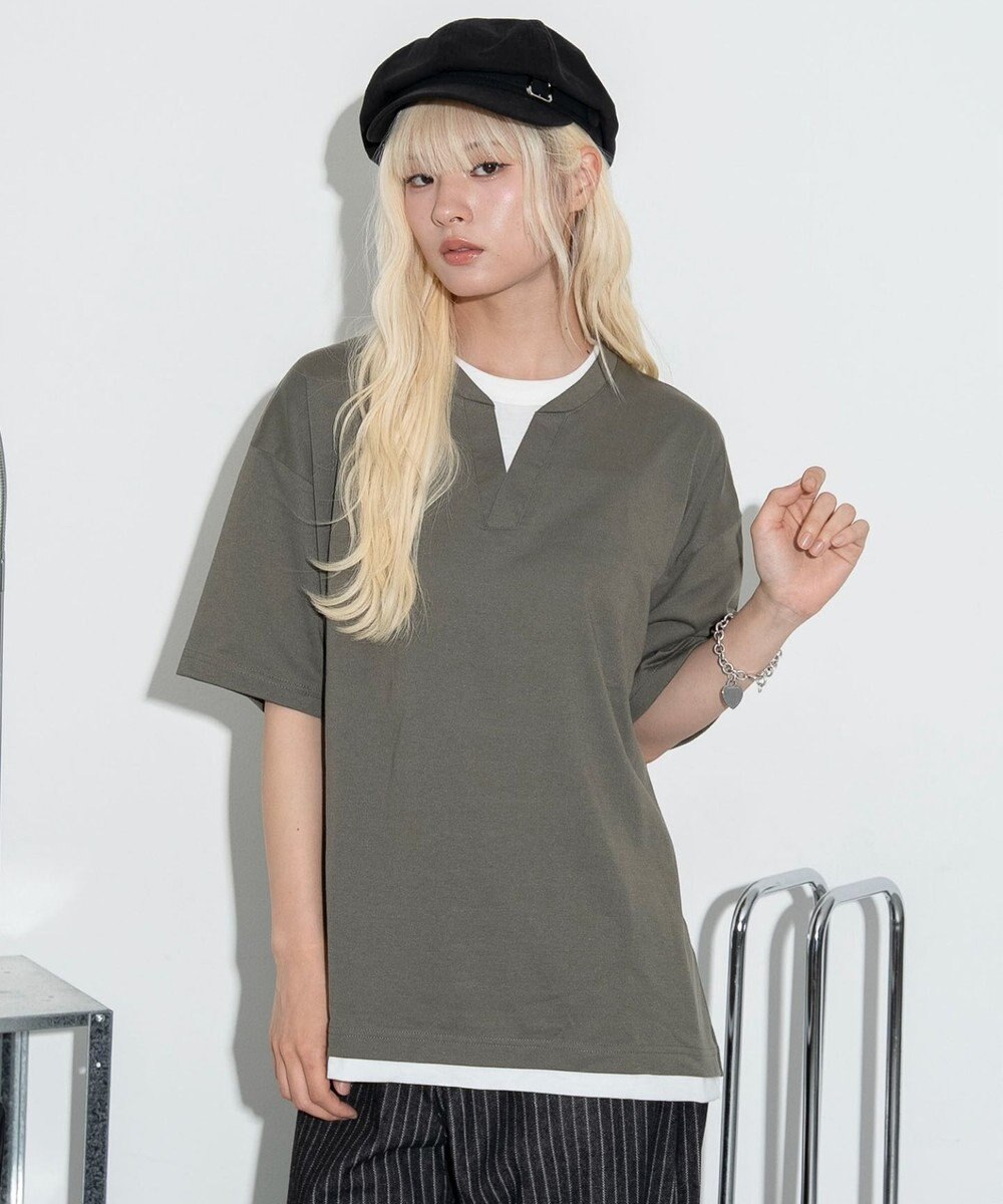 WEGO 【ユニセックス着用ITEM】キーネックフェイクレイヤードT（SS） 