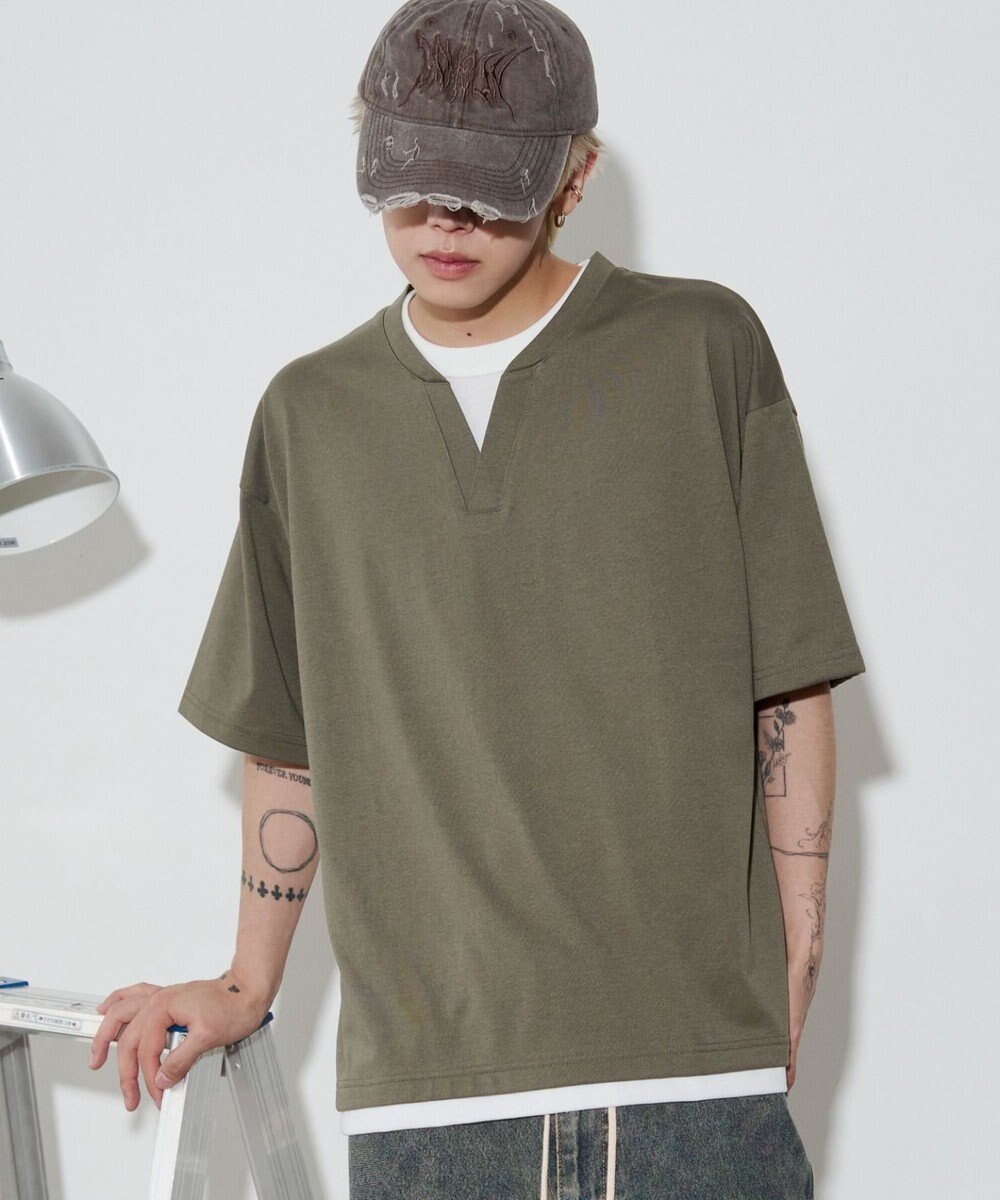 WEGO 【ユニセックス着用ITEM】キーネックフェイクレイヤードT（SS） 