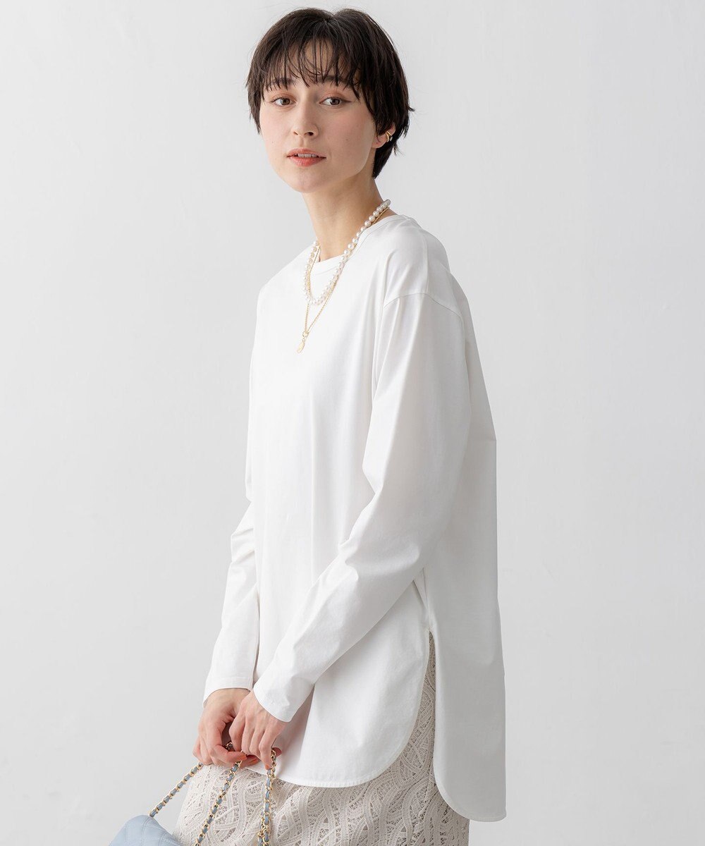 23区 【大好評素材/洗える】コットンベアジャージー ロング Tシャツ 