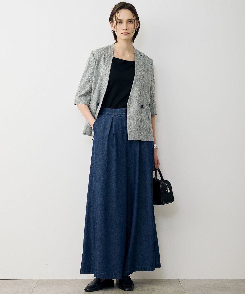 ICB L ストレッチMIXツイード 半袖ジャケット 