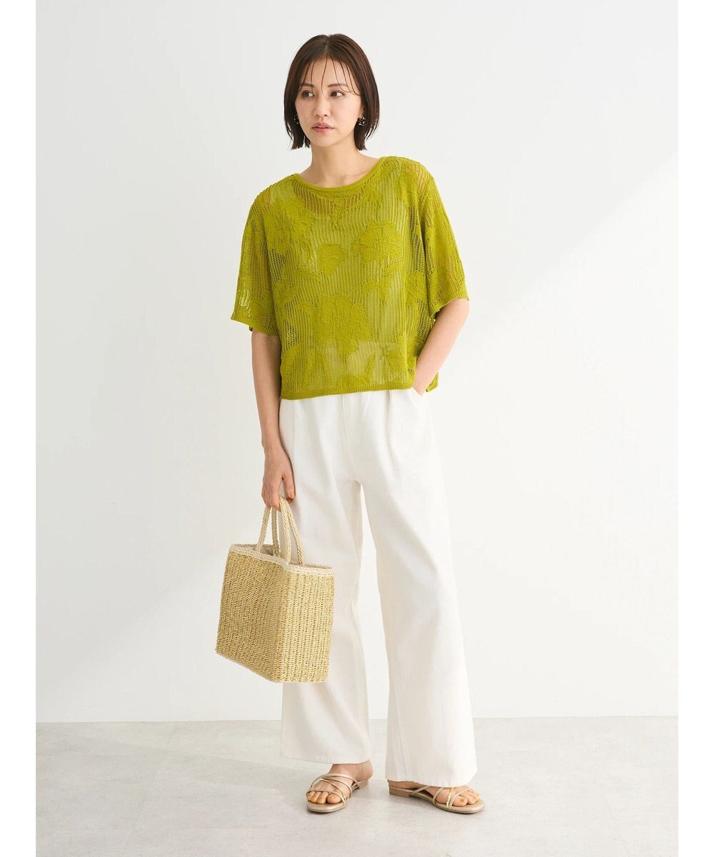 Green Parks 花柄メッシュニットプルオーバー 