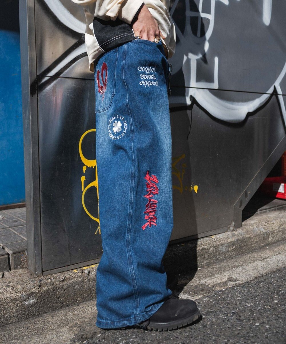 WEGO グラフィックデニムパンツ 