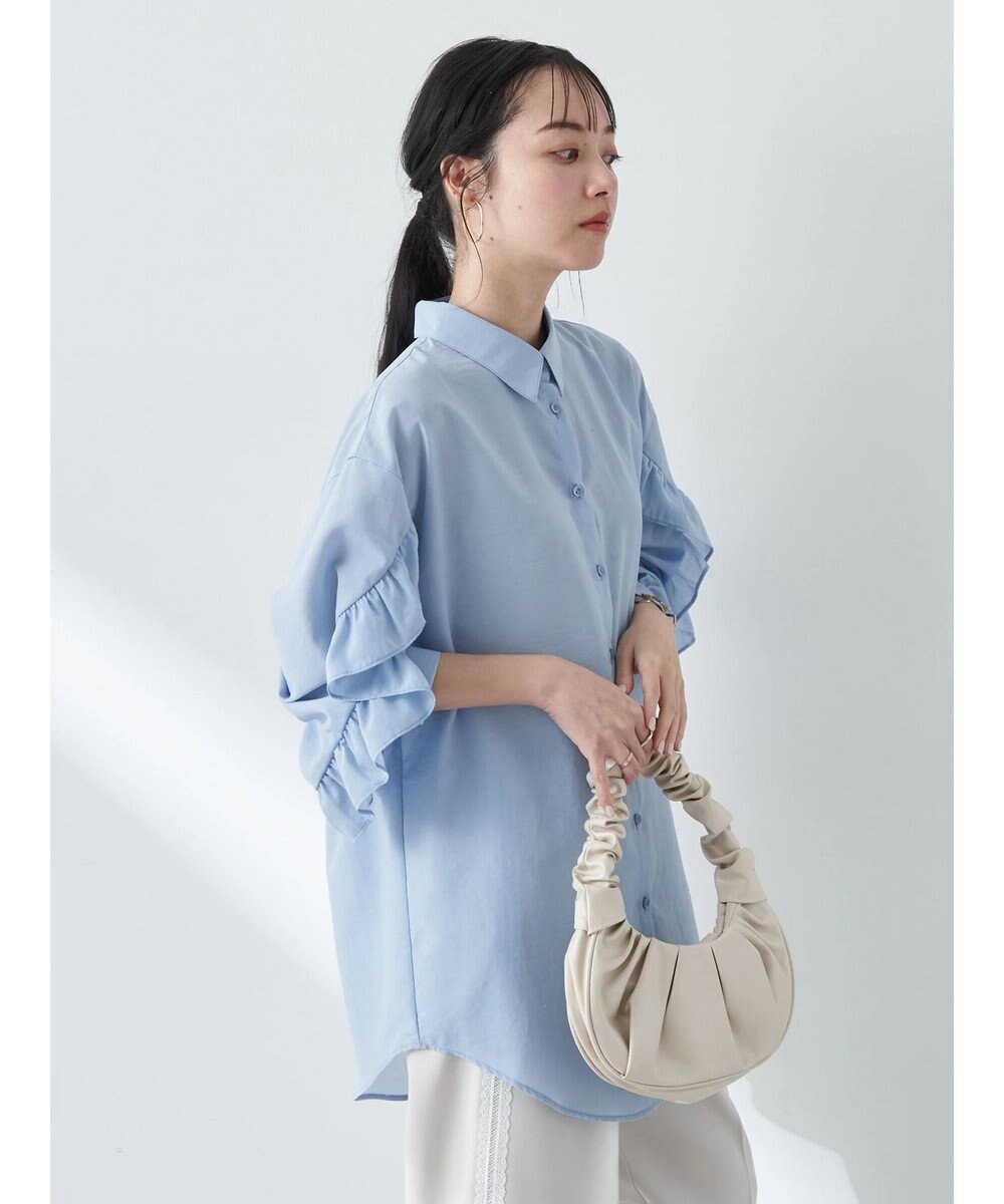 earth music&ecology フリルスリーブシャツ 