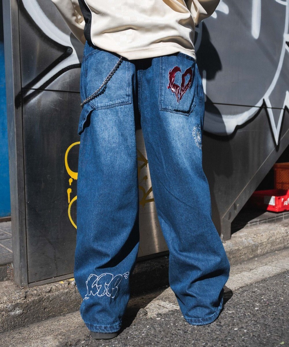 WEGO グラフィックデニムパンツ 
