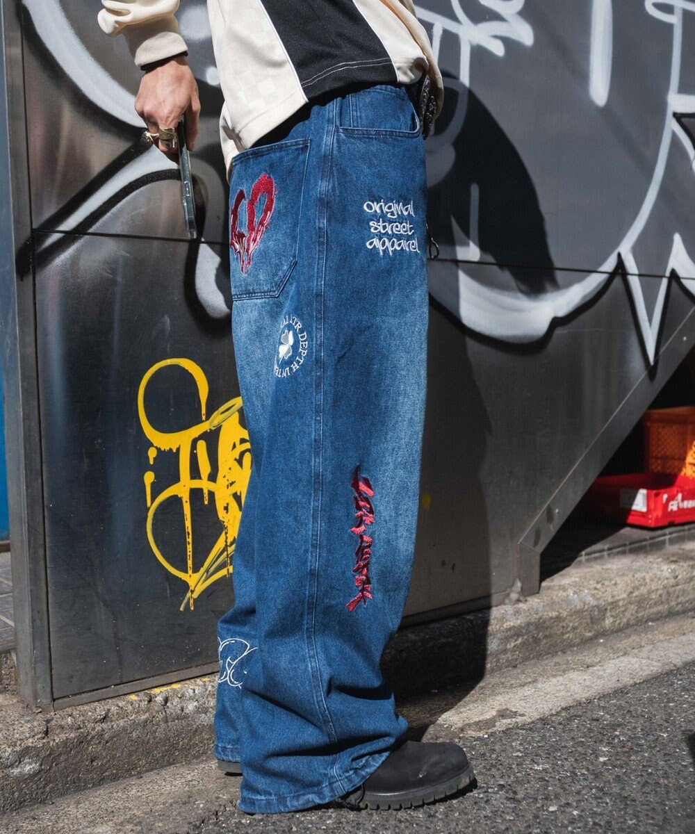 WEGO グラフィックデニムパンツ 