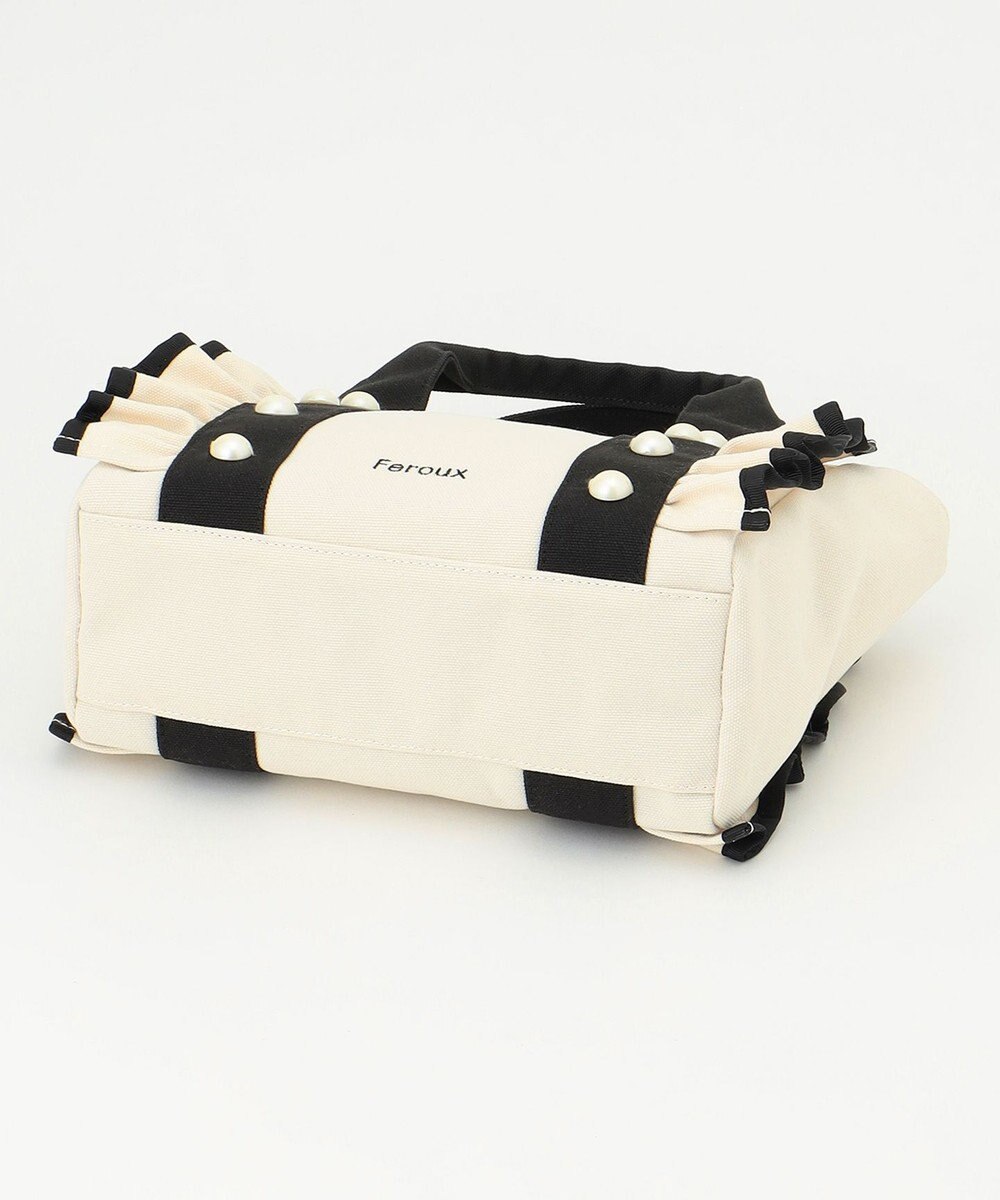 Feroux バイカラーパールフリル トート 