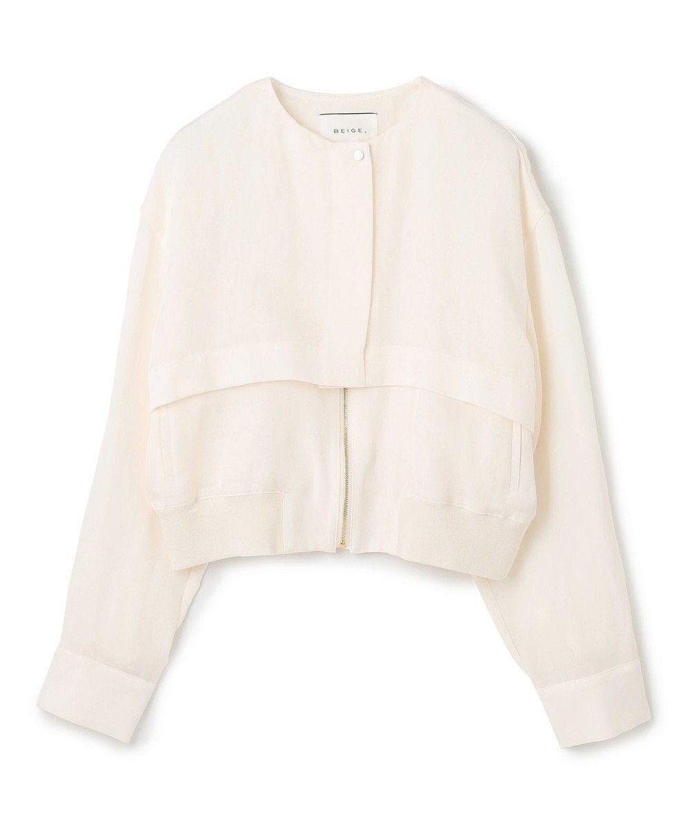 BEIGE， 【洗える】BERNARD / リネンノーカラーラップブルゾン 