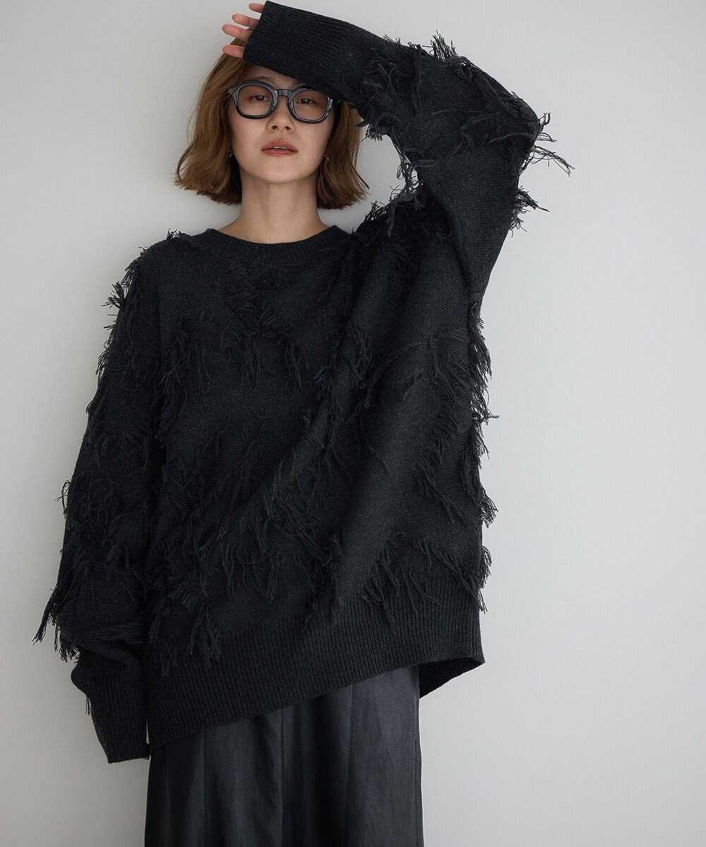 YECCA VECCA スター柄フリンジルーズニット 