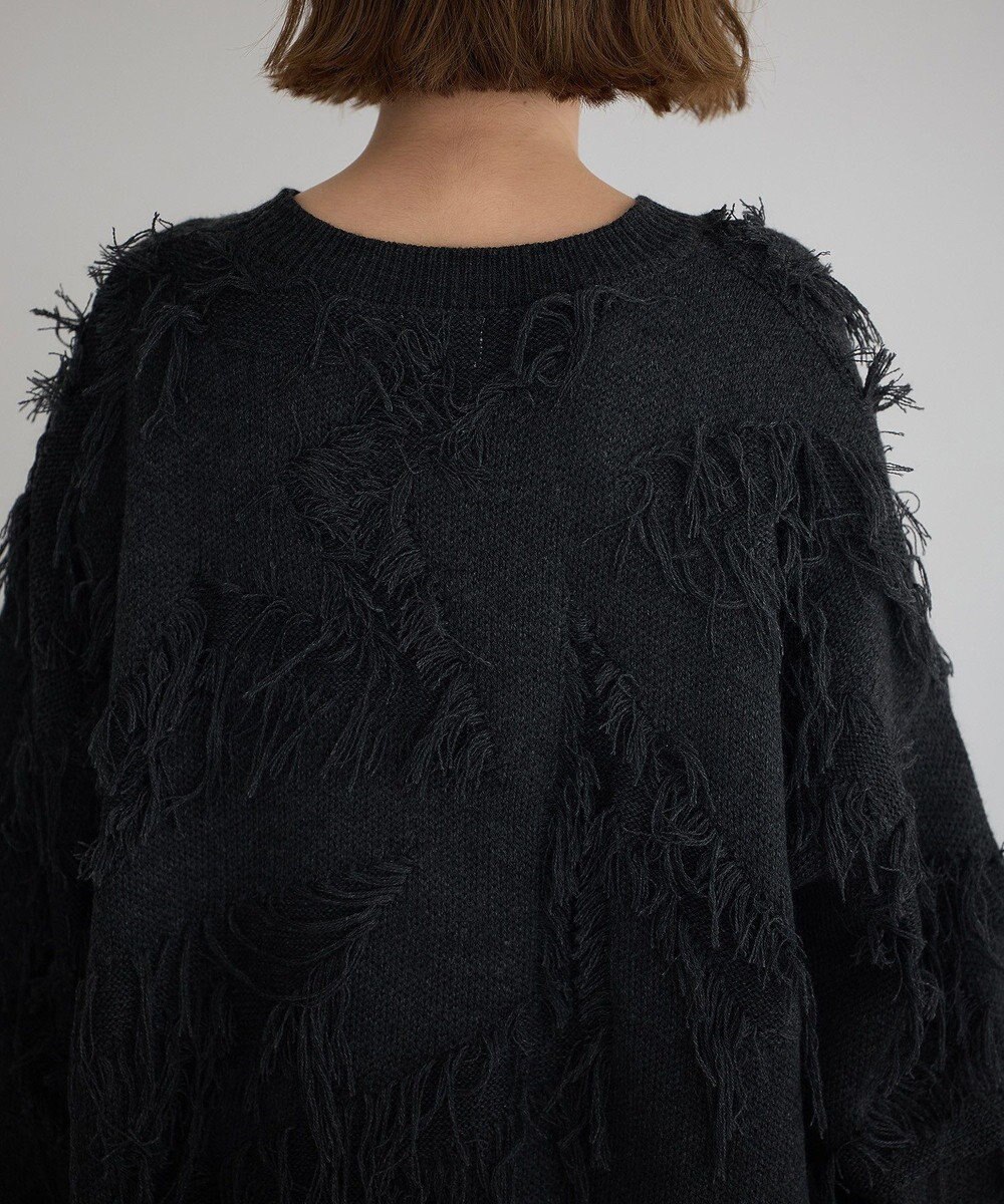 YECCA VECCA スター柄フリンジルーズニット 