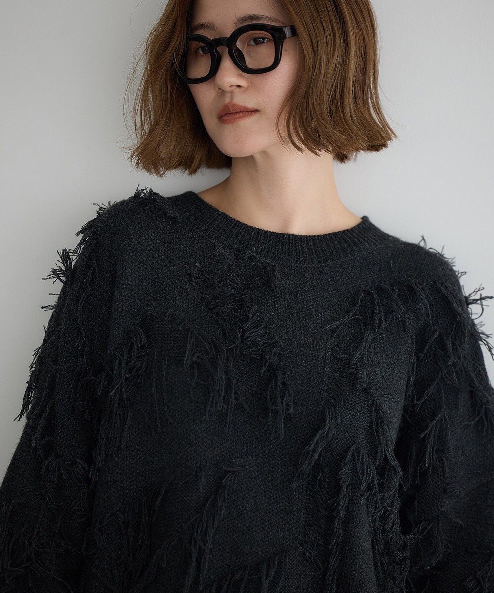 YECCA VECCA スター柄フリンジルーズニット 