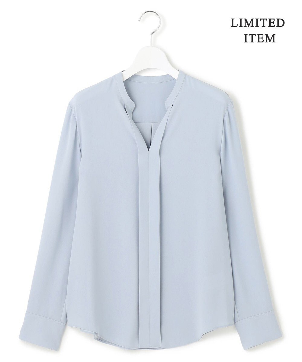 ICB L 【新色追加・WEB限定】BackSatinAmunzen キーネックブラウス 