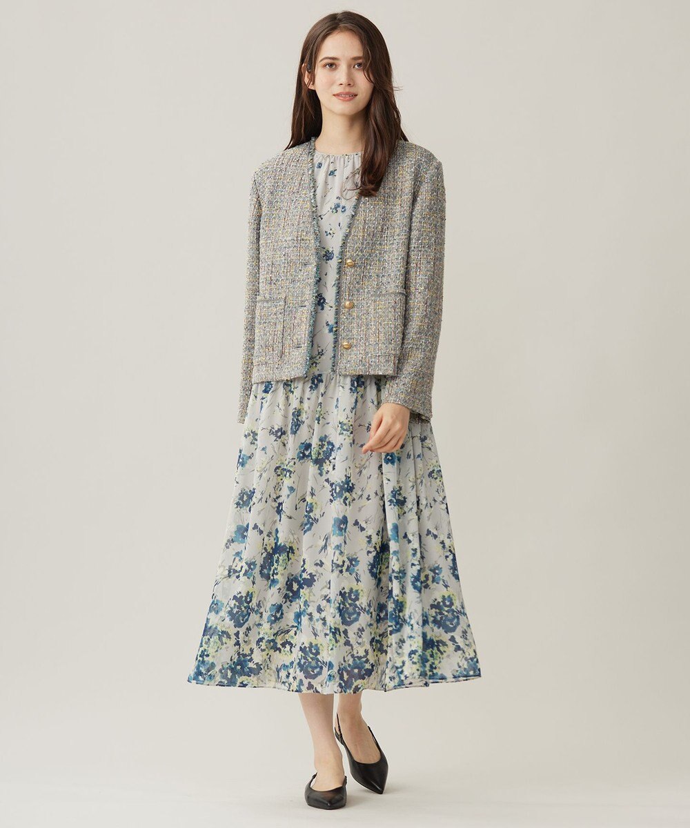 自由区 【洗える】オータムダリアプリント ワンピース 