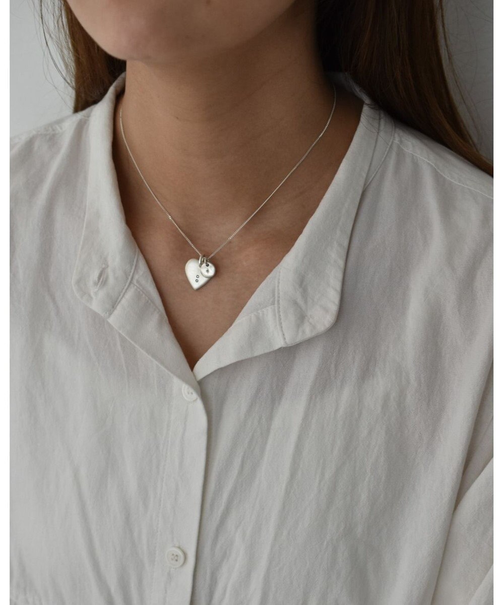 yoaa シルバー925 ハートプレートブラックダイヤモンドネックレストップ 