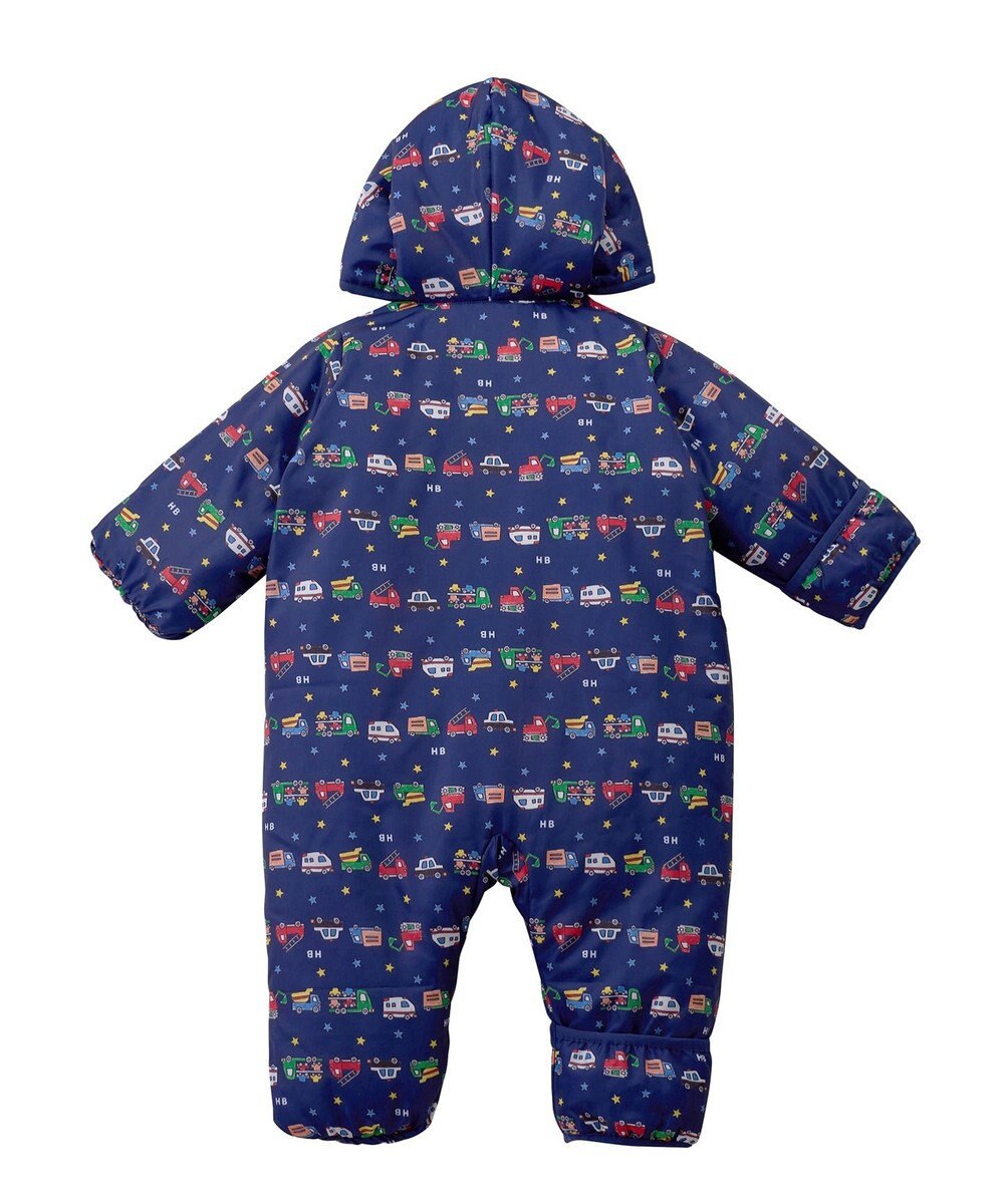 MIKI HOUSE HOT BISCUITS 【70-100cm】 裏ボアフリース 総柄ジャンプスーツ 