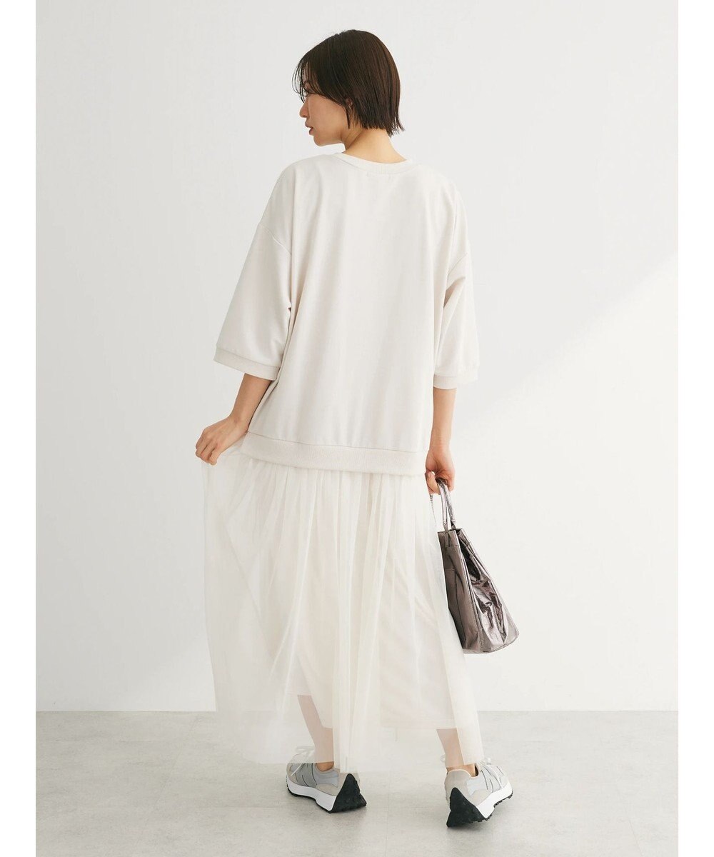 Green Parks ７分袖チュールドッキングロゴワンピース 