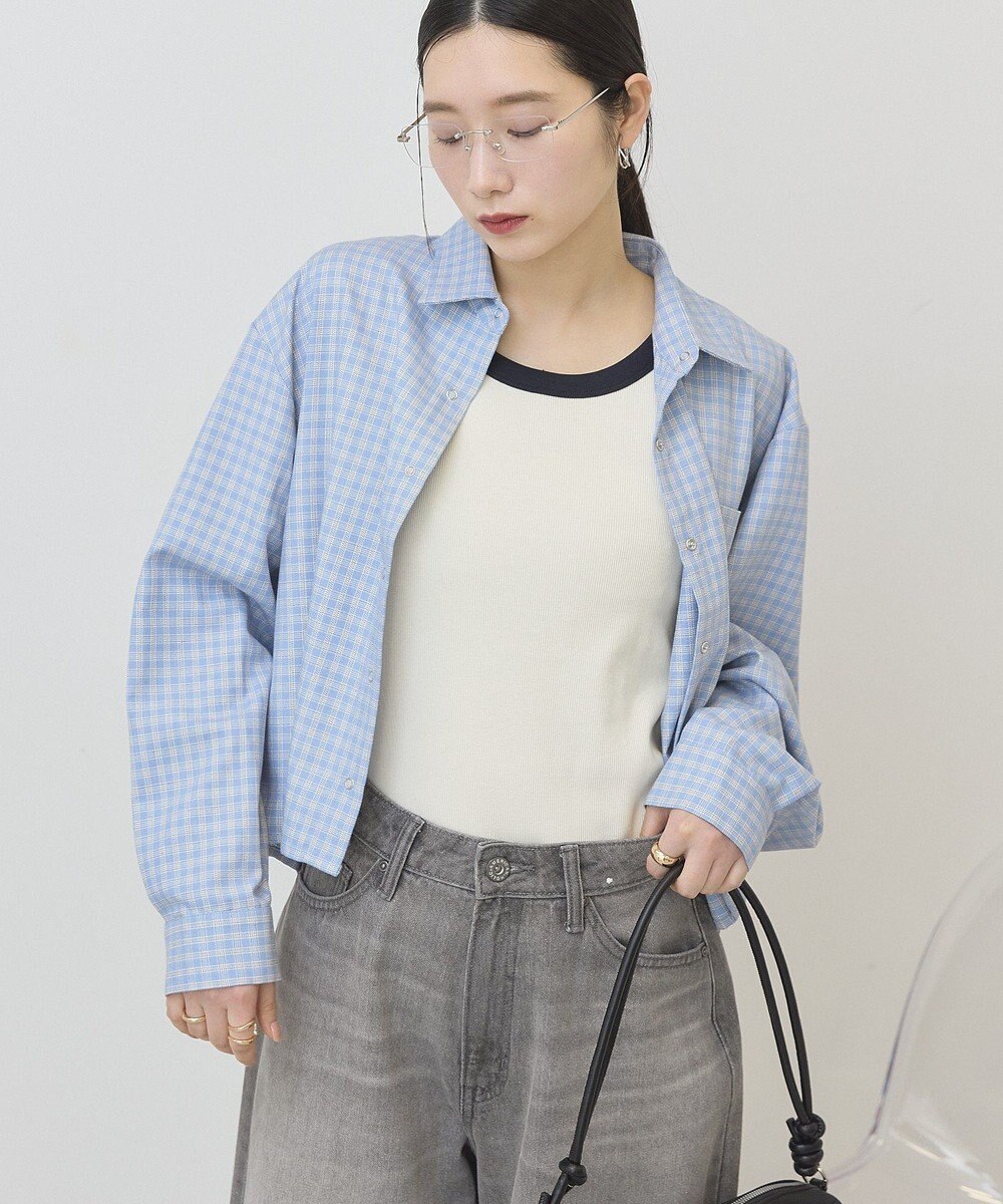 AMERICAN HOLIC ミニチェックショート丈シャツ 