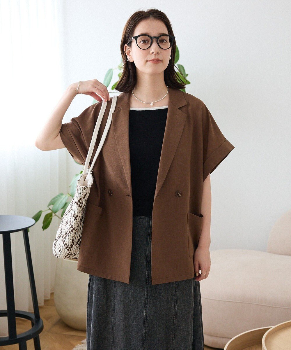 Green Parks 麻調合繊フレンチスリーブジャケット 