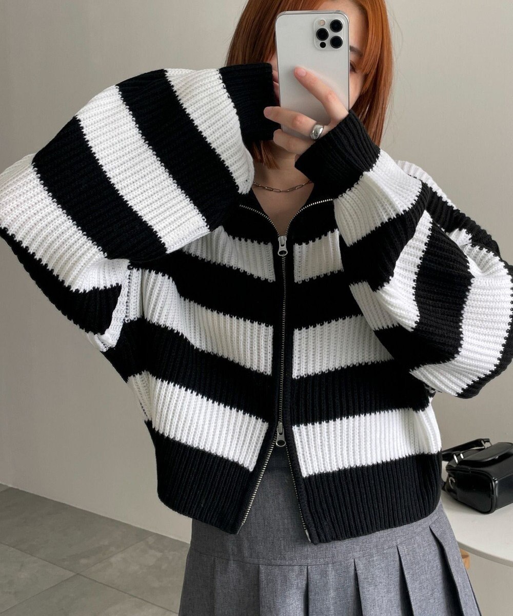 WEGO ダブルジップショートニットブルゾン 