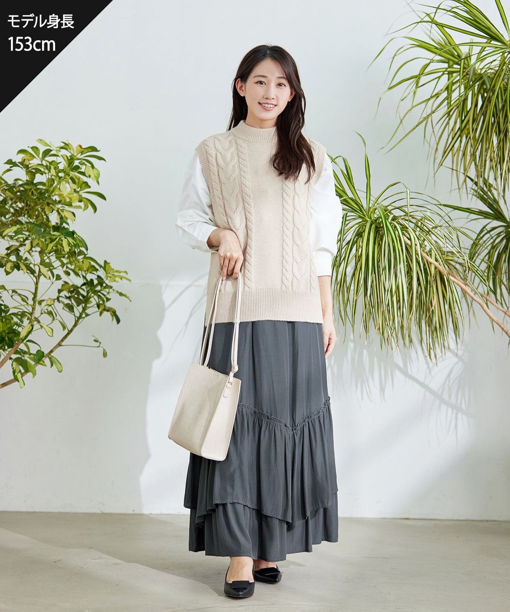 Tiaclasse 【洗える】ギャザーフリルティアードスカート 