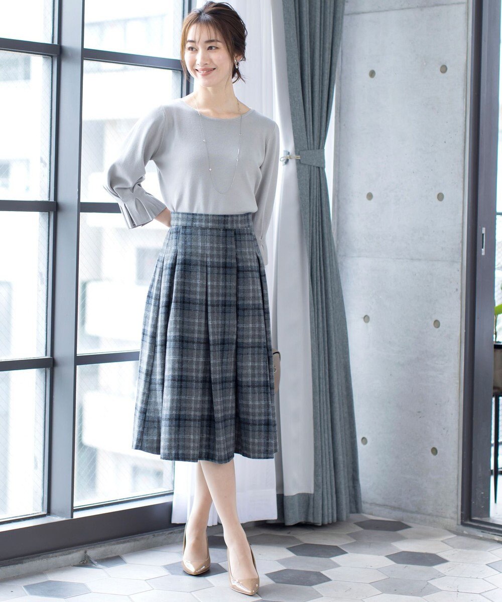 Tiaclasse 大人上品なウール調タックフレアスカート 