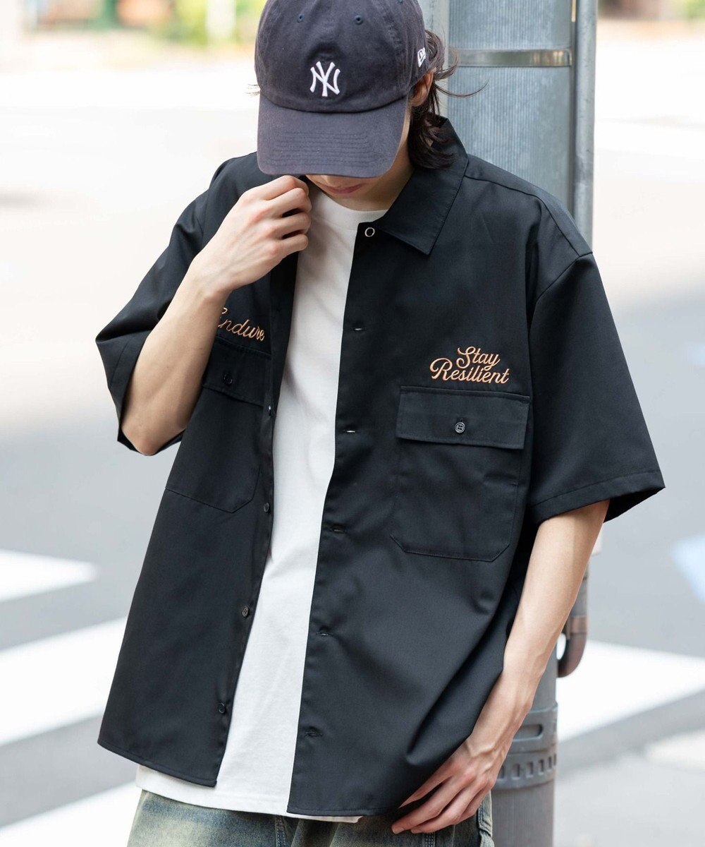 WEGO 【ユニセックス着用ITEM】刺繍ロゴツイルワークシャツ 