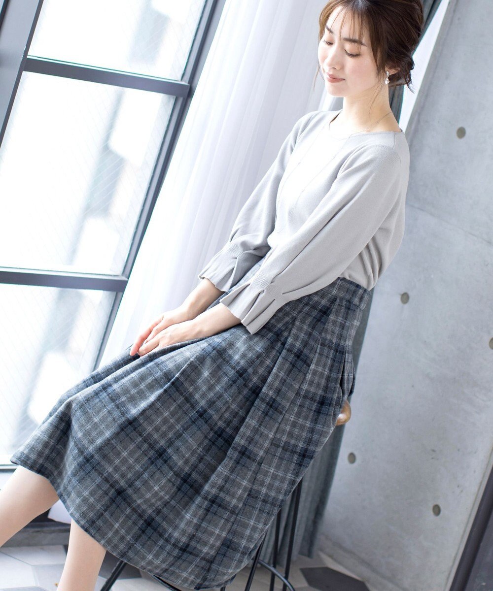 Tiaclasse 大人上品なウール調タックフレアスカート 