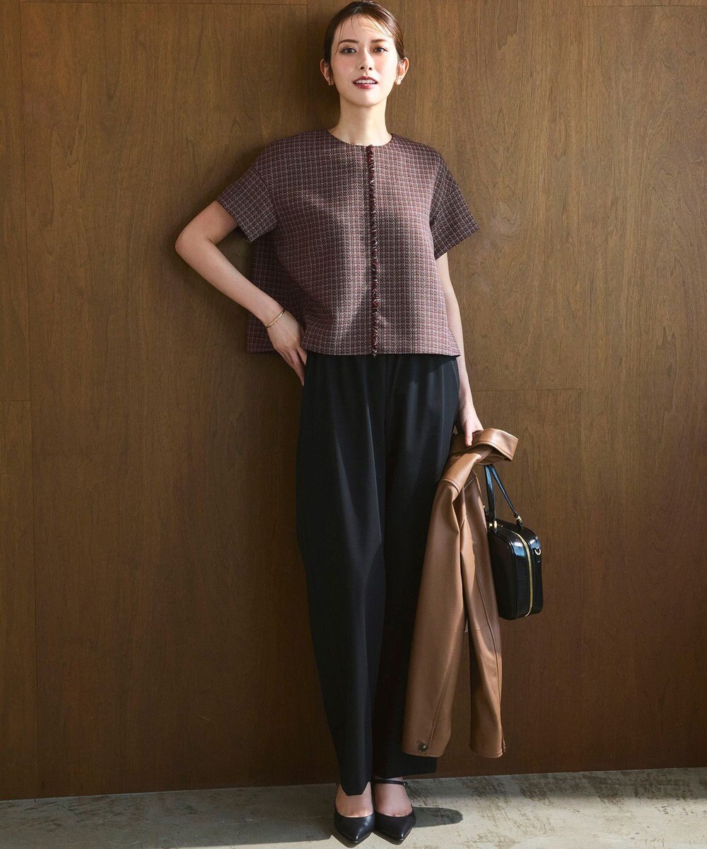 23区 【撥水加工/洗える】ドライ2WAYストレッチ ドロスト ワイド パンツ 