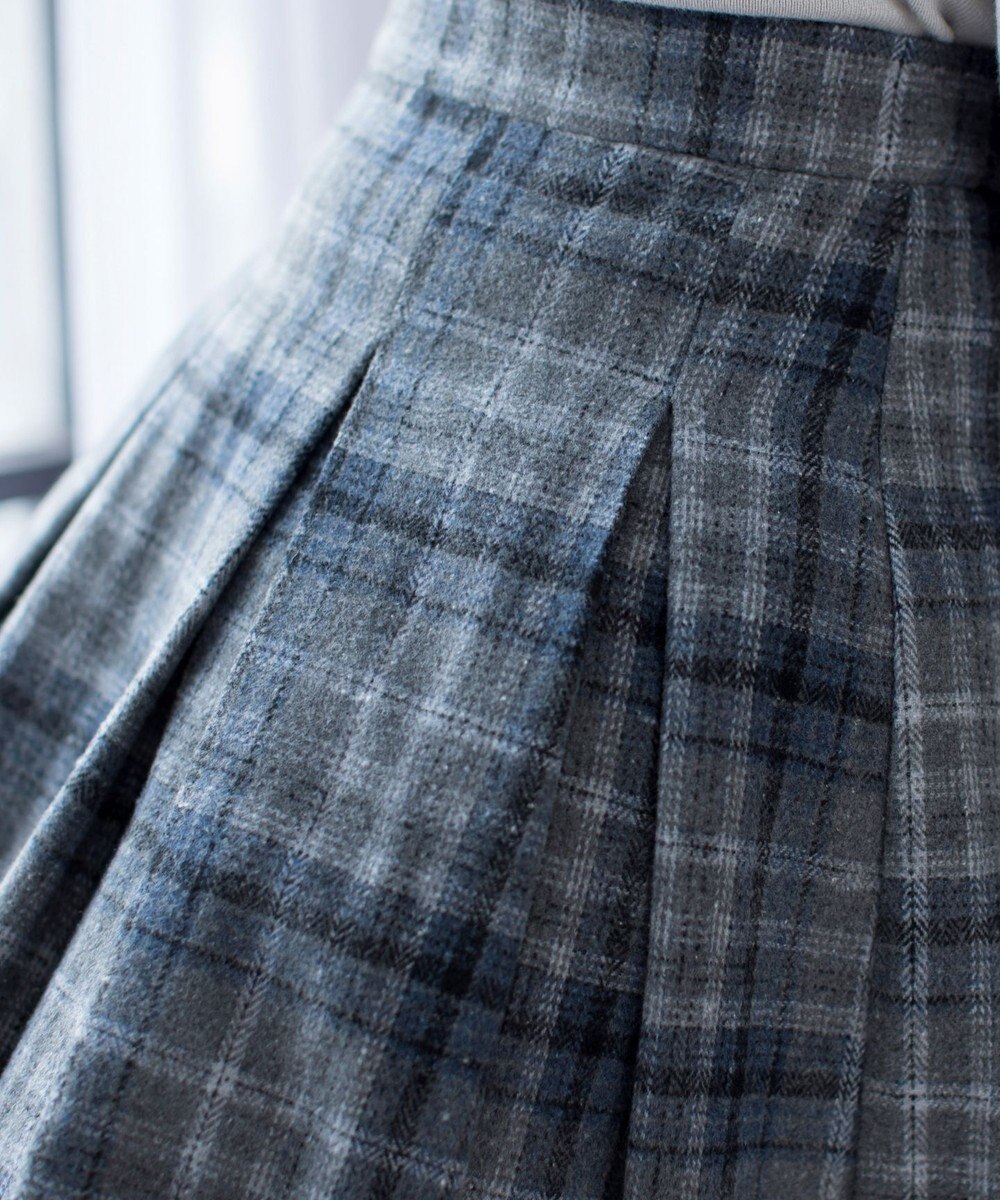 Tiaclasse 大人上品なウール調タックフレアスカート 