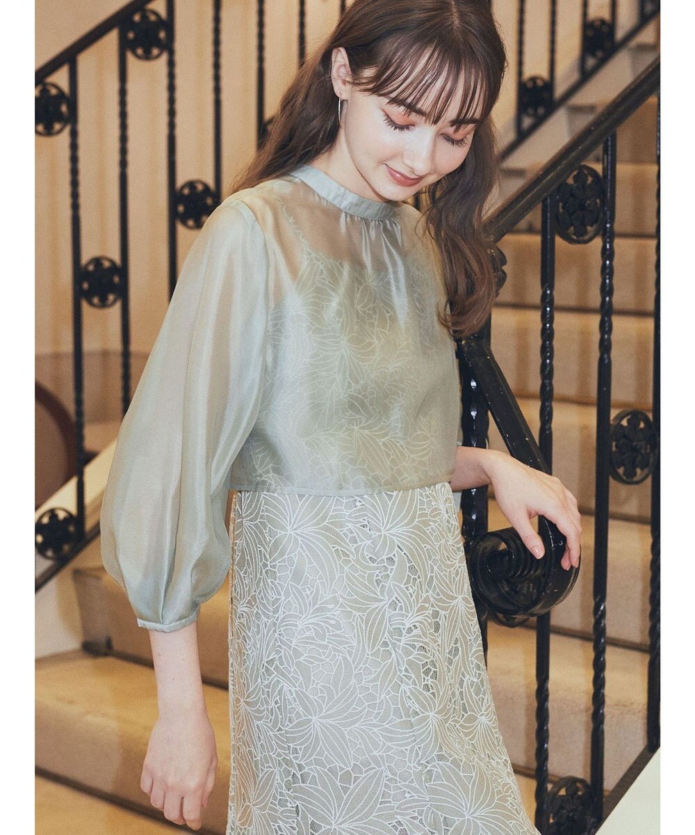 earth music&ecology ＳＥＴ２点　シアーブラウス＋レースキャミワンピース 