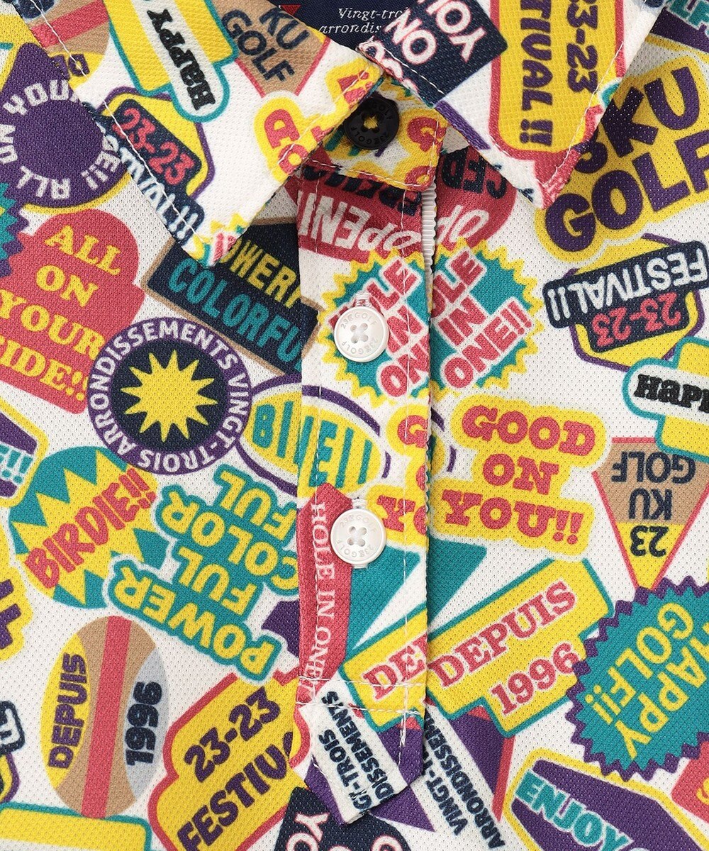 23区GOLF 【WOMEN】【UVケア/吸水速乾】マルチステッカープリント ポロシャツ 