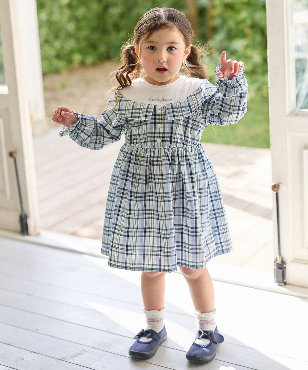 ANY KIDS チェックドッキングワンピース 