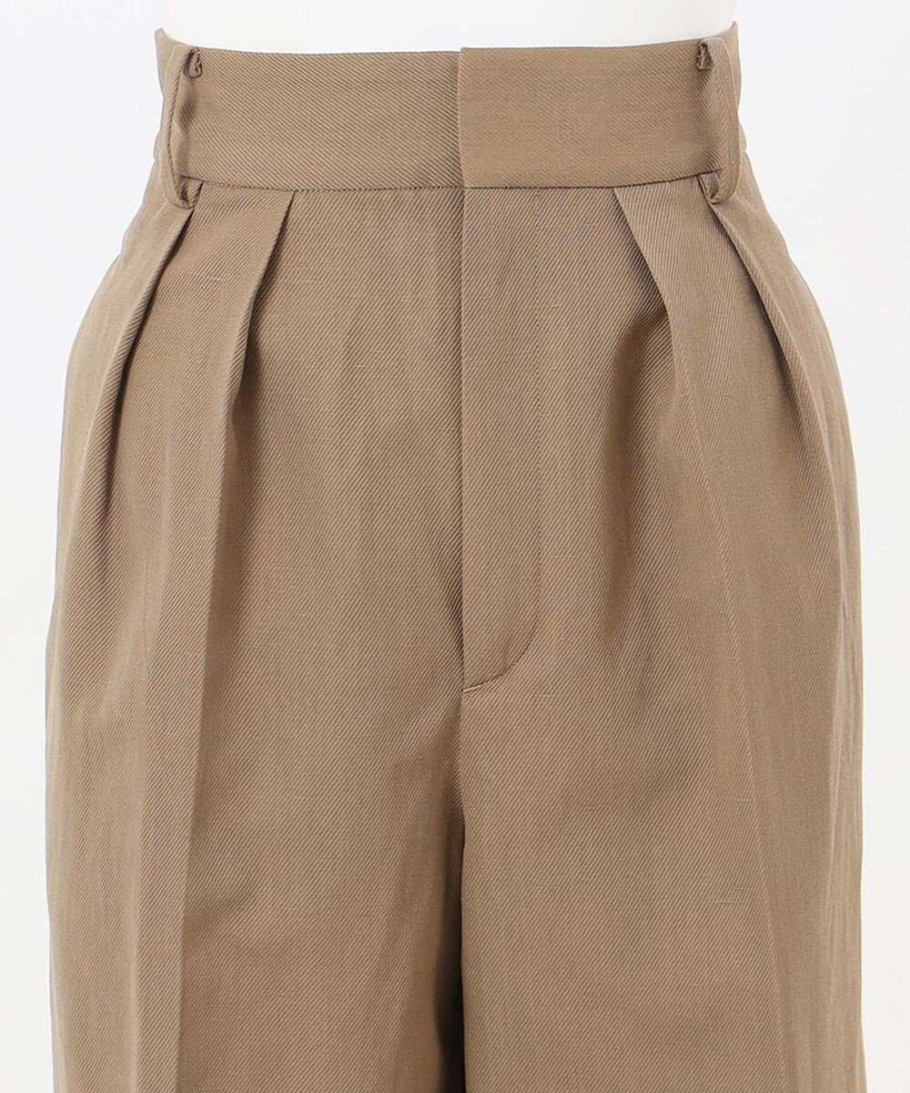 23区 【エステータ】ウールリネン タックワイドパンツ 