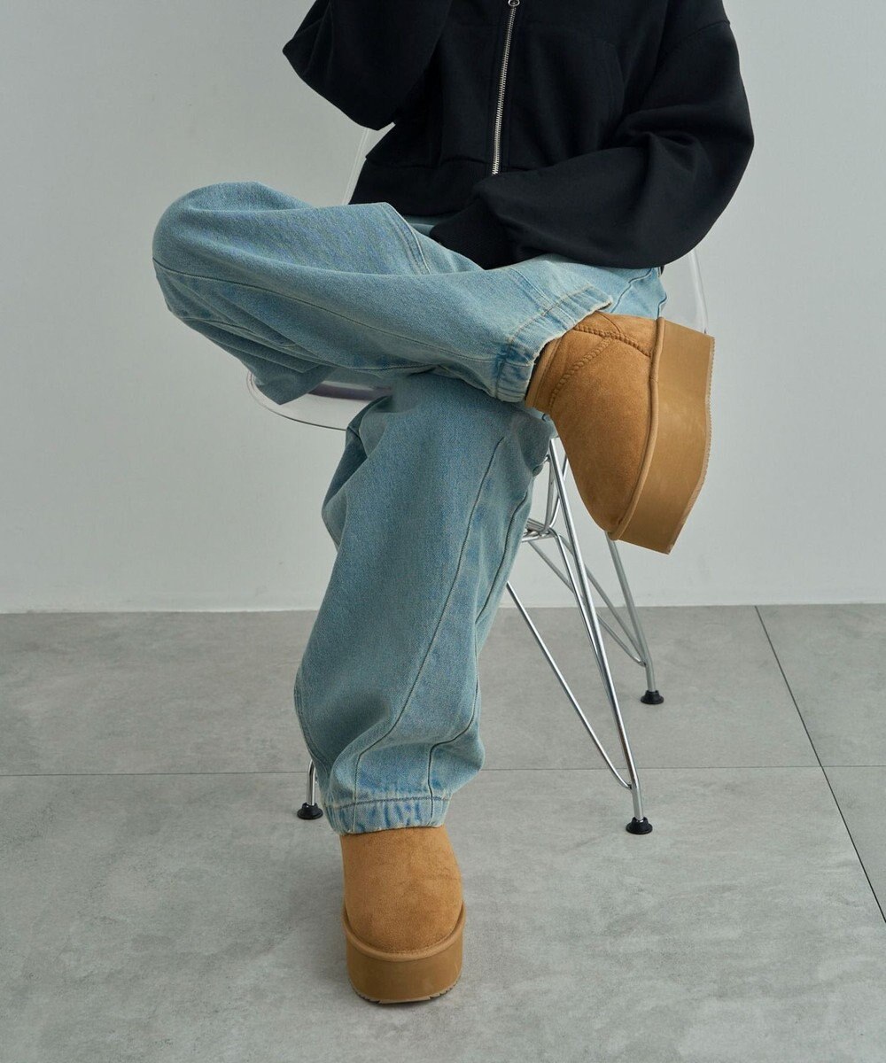 WEGO 【暖かい】厚底ショートFムートンブーツ 