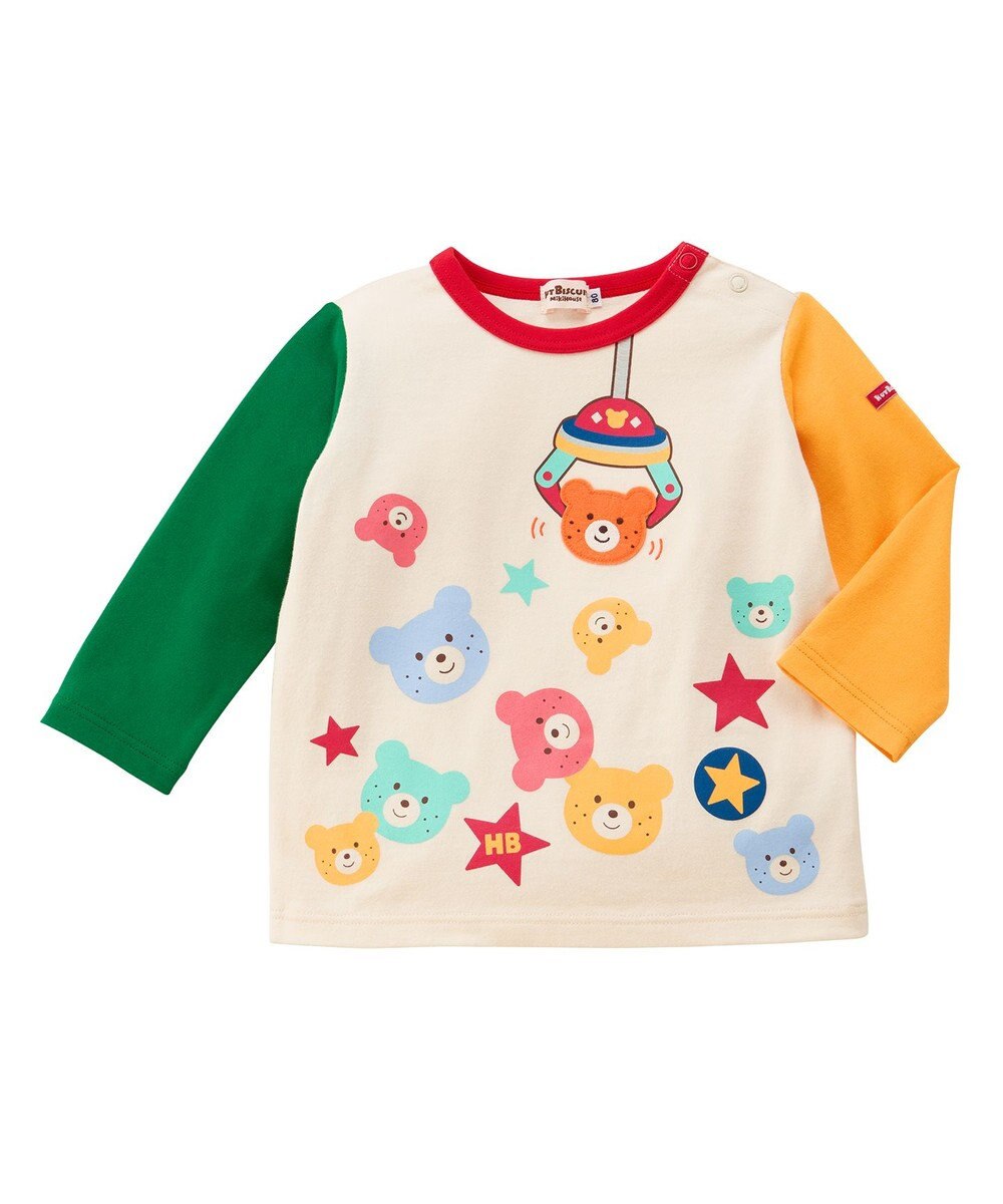 MIKI HOUSE HOT BISCUITS UFOキャッチャー ビーンズワッペン長袖Tシャツ 
