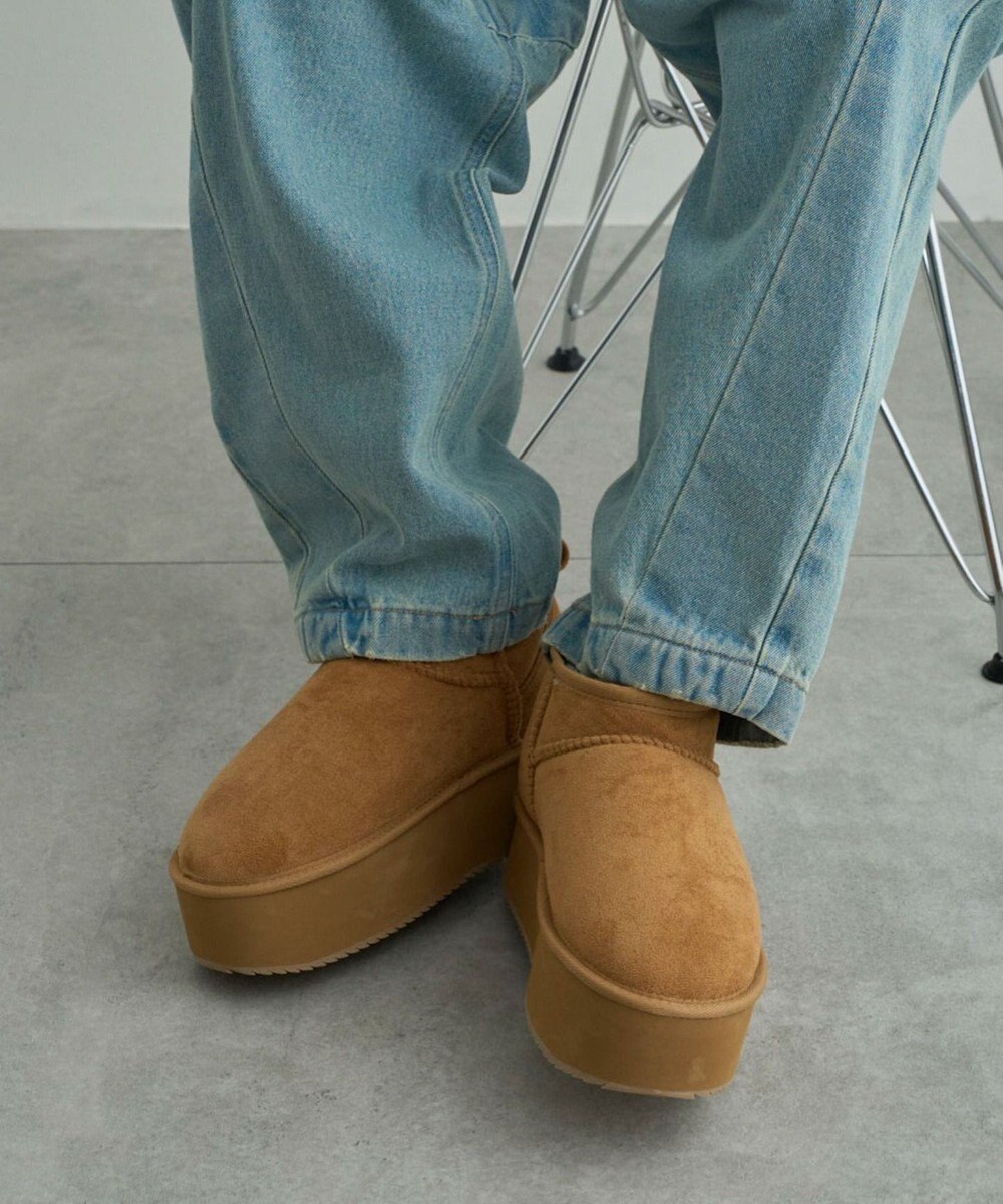 WEGO 【暖かい】厚底ショートFムートンブーツ 