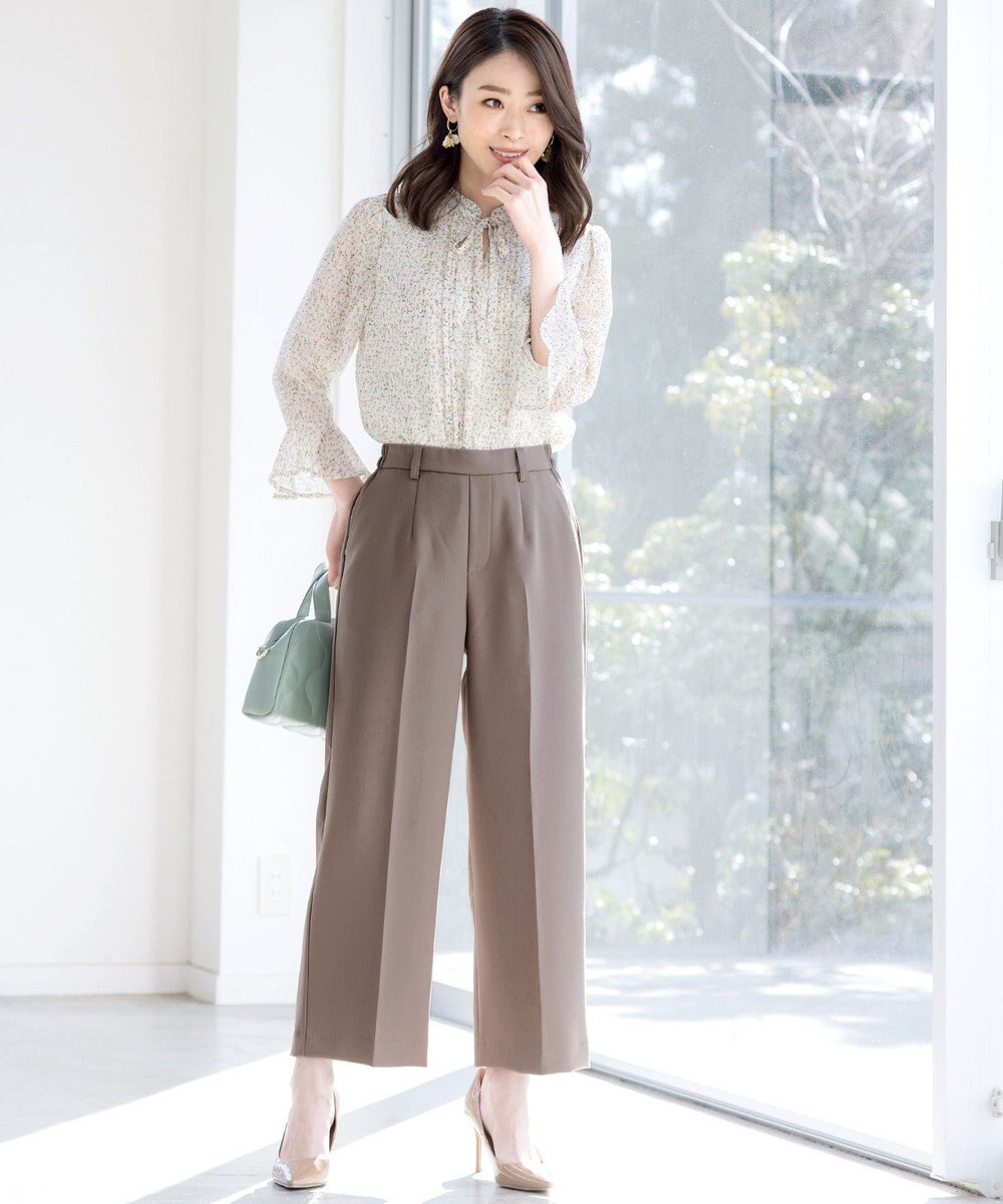 Tiaclasse L 【新色追加・洗える】センタープレスワイドパンツ 