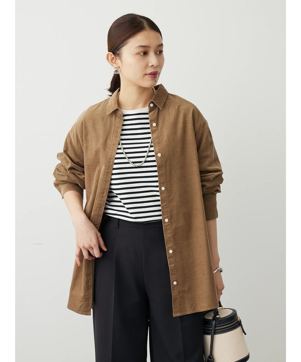 Green Parks 柔らかい細コールシャツ 