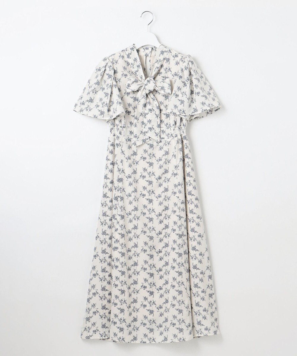 Feroux 【洗える】フラワープリント クラシカル ワンピース 