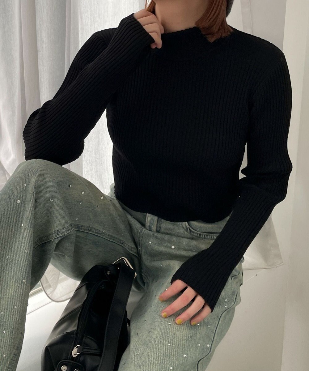 WEGO リブハイネックショートニット 