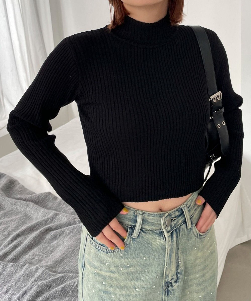 WEGO リブハイネックショートニット 