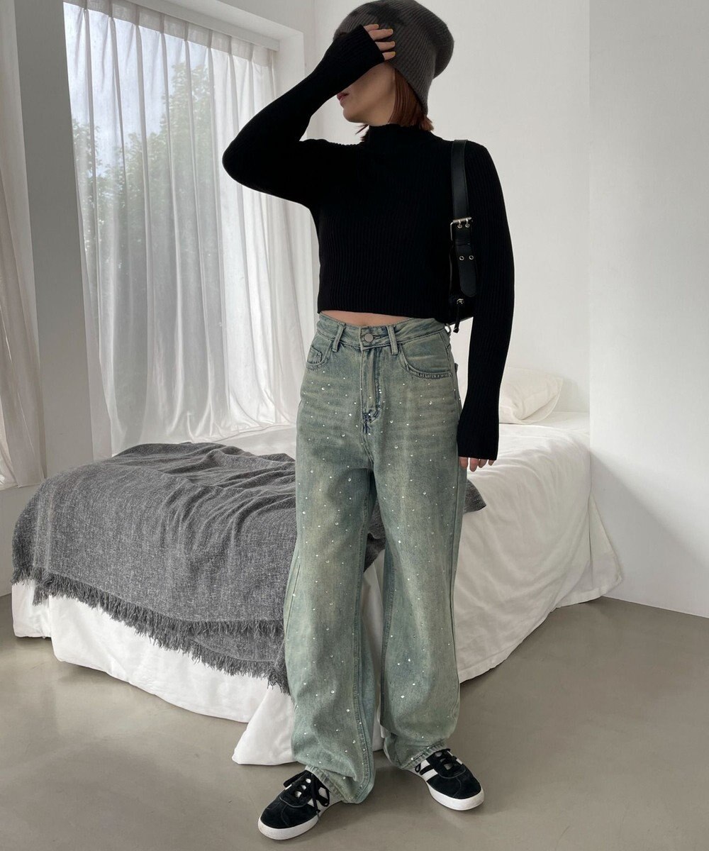 WEGO リブハイネックショートニット 