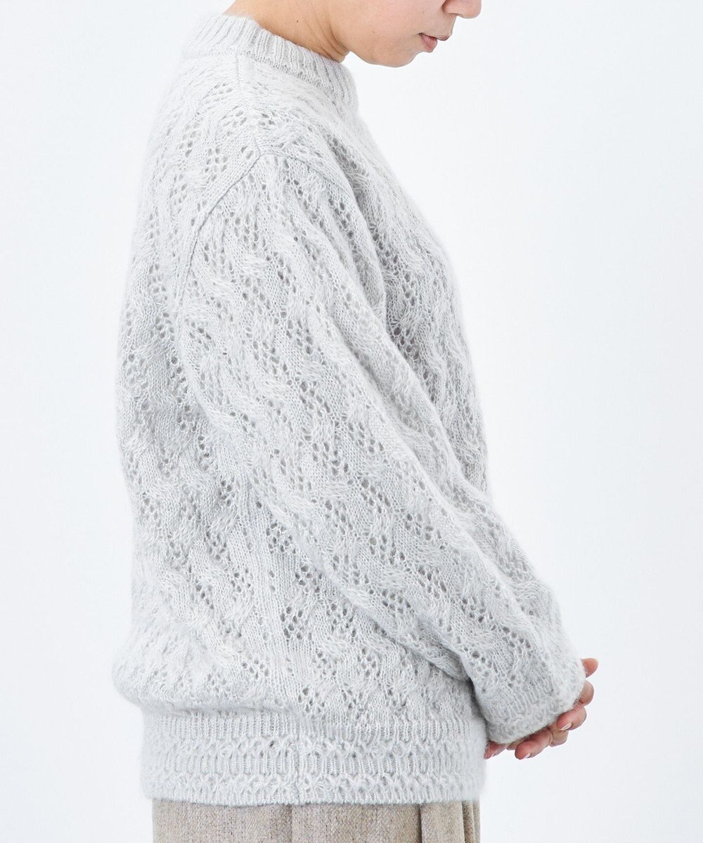 muuc 〈高品質シルク＆アンゴラモヘア〉模様編み ボトルネックセーター 