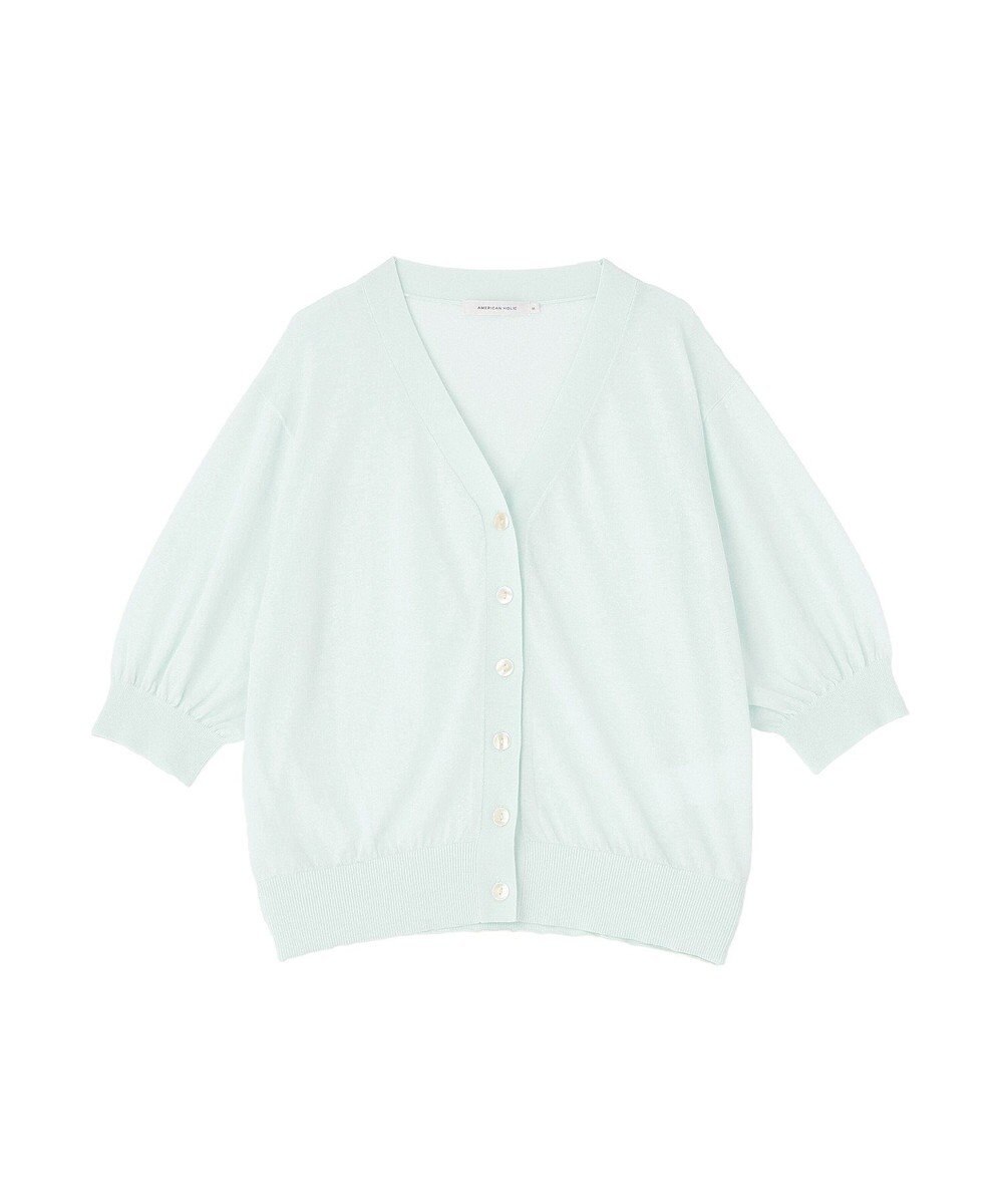 AMERICAN HOLIC 5分袖シアーVネックニットカーディガン 