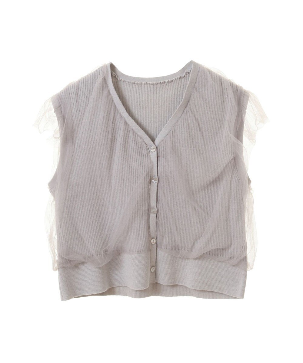 earth music&ecology チュールドッキングノースリカーディガン 