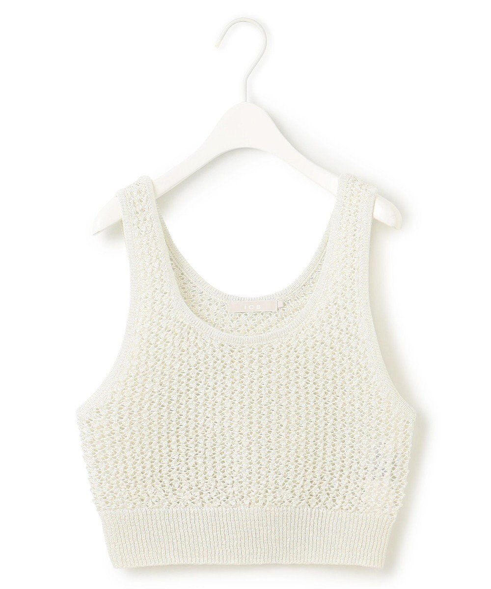 ICB L 【洗える】 シャインポリエステルクロッシェ ニットベスト 